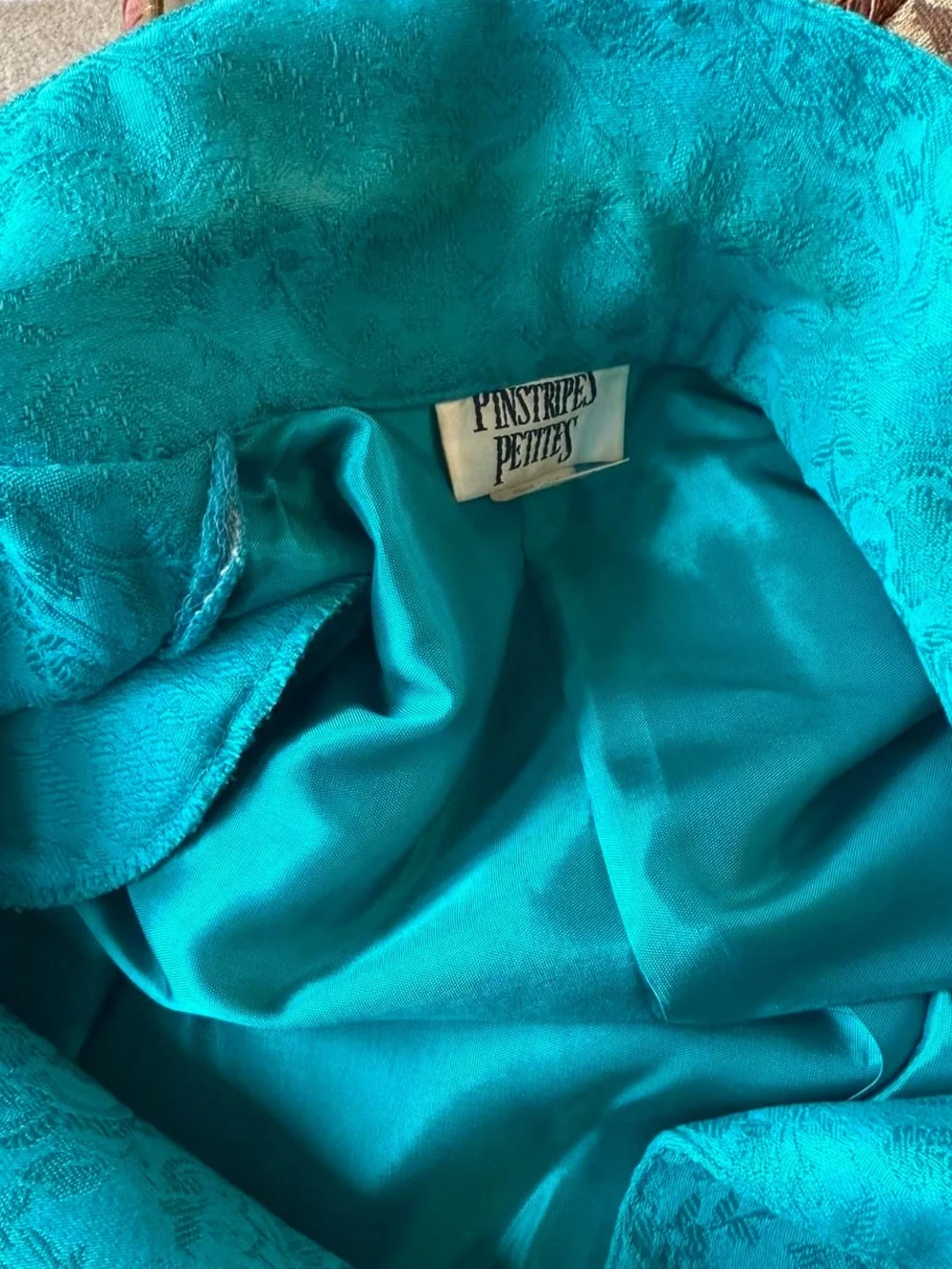 Women's Turquoise Floral Jacquard Blazer - Tailored Teal Jacket